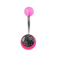 Piercing Ombligo Acrílico Transparente Rosa Espiral