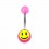 Transparent Pink Acrylic Navel Belly Button Ring w/ Smiley