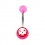 Transparent Pink Acrylic Navel Belly Button Ring w/ The Punisher Logo