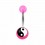 Transparent Pink Acrylic Navel Belly Button Ring w/ Yin and Yang