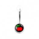 Transparent Acrylic Belly Bar Navel Button Ring w/ Cherries