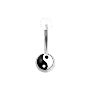 Piercing Nombril Acrylique Transparent Yin et Yang