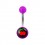 Transparent Purple Acrylic Navel Belly Button Ring w/ Cherries