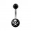 Black Acrylic Navel Belly Button Ring w/ Skull