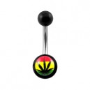 Bauchnabel Acryl Schwarz Cannabis