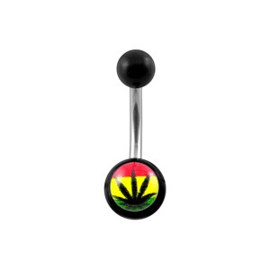 Bauchnabelpiercing Acryl Schwarz Cannabis