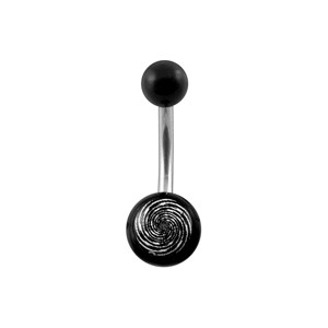 Black Acrylic Belly Bar Navel Button Ring w/ Spiral