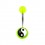 Transparent Green Acrylic Navel Belly Button Ring w/ Yin and Yang