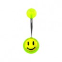 Bauchnabel Acryl Transparent Grün Smiley
