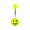 Transparent Green Acrylic Navel Belly Button Ring w/ Smiley