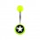 Transparent Green Acrylic Navel Belly Button Ring w/ White Star
