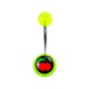 Transparent Green Acrylic Belly Bar Navel Button Ring w/ Cherries