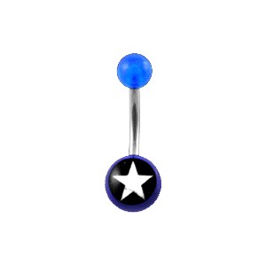 Piercing Ombligo barato Acrílico Transparente Azul Oscuro Estrella Blancoa