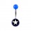 Transparent Dark Blue Acrylic Navel Belly Button Ring w/ White Star