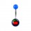 Transparent Dark Blue Acrylic Navel Belly Button Ring w/ Cherries