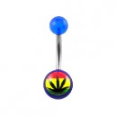 Nombril Acrylique Transparent Bleu Foncé Cannabis
