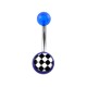 Nombril Acrylique Transparent Bleu Foncé Damier