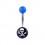 Transparent Dark Blue Acrylic Navel Belly Button Ring w/ Skull