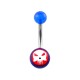 Transparent Dark Blue Acrylic Belly Bar Navel Button Ring w/ The Punisher Logo