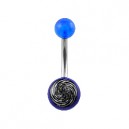 Transparent Dark Blue Acrylic Belly Bar Navel Button Ring w/ Spiral