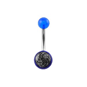 Piercing Nombril Acrylique Transparent Bleu Foncé Spirale