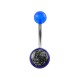 Transparent Dark Blue Acrylic Belly Bar Navel Button Ring w/ Spiral