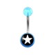 Transparent Light Blue Acrylic Belly Bar Navel Button Ring w/ White Star