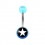 Transparent Light Blue Acrylic Navel Belly Button Ring w/ White Star