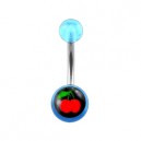 Piercing Ombligo barato Acrílico Transparente Azul Claro Cerezas
