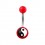 Transparent Red Acrylic Navel Belly Button Ring w/ Yin and Yang