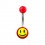 Transparent Red Acrylic Navel Belly Button Ring w/ Smiley