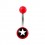 Transparent Red Acrylic Navel Belly Button Ring w/ White Star