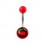 Transparent Red Acrylic Navel Belly Button Ring w/ Cherries