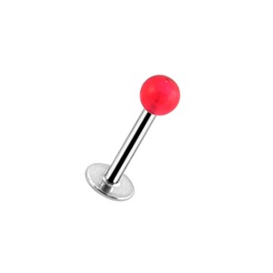 Transparent Red Acrylic Labret / Tragus Bar Stud Ring w/ Ball
