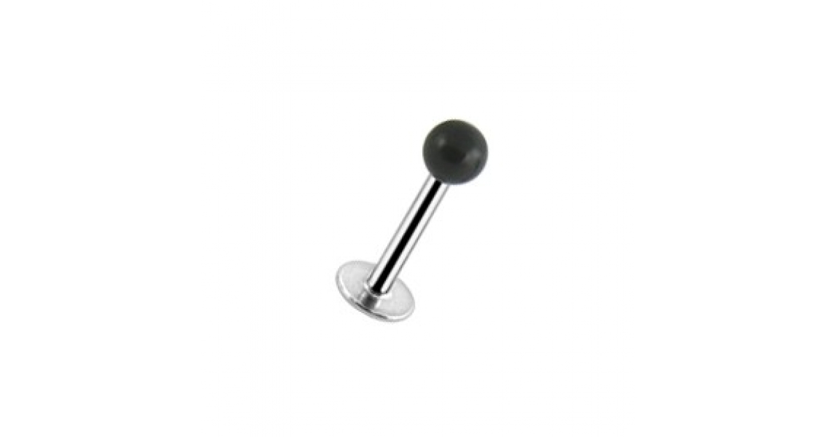 Black Acrylic Labret / Tragus Bar Stud Ring w/ Ball