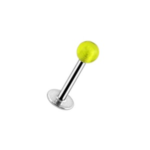 Transparent Yellow Acrylic Labret / Tragus Bar Stud Ring w/ Ball