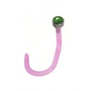 Pink Bioflex Nose Stud Screw Ring w/ Green Strass