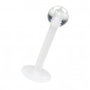 Tragus- / Lippenpiercing Stecker Bioflex Wei&szlig; Transparent Kugel