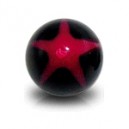 Boule de Piercing Acrylique UV Etoile Rouge / Noir