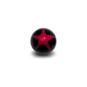 Acrylic UV Body Piercing Ball with Red / Black Star