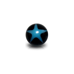Boule de Piercing Acrylique UV Etoile Bleue Clair / Noir