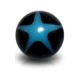 Piercing Kugel Acryl UV Stern Hellblau / Schwarz