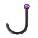 Blackline Nose Stud Screw Ring w/ Purple Strass