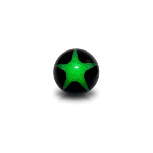 Boule de Piercing Acrylique UV Etoile Verte / Noir