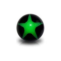 Boule de Piercing Acrylique UV Etoile Verte / Noir