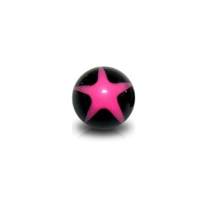 Boule de Piercing Acrylique UV Etoile Rose / Noir