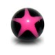 Acrylic UV Body Piercing Ball with Pink / Black Star