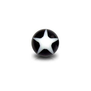 Bola de Piercing Acrílico UV Estrella Blancoa / Negro