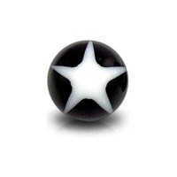 Acrylic UV Body Piercing Ball with White / Black Star