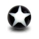 Acrylic UV Body Piercing Ball with White / Black Star
